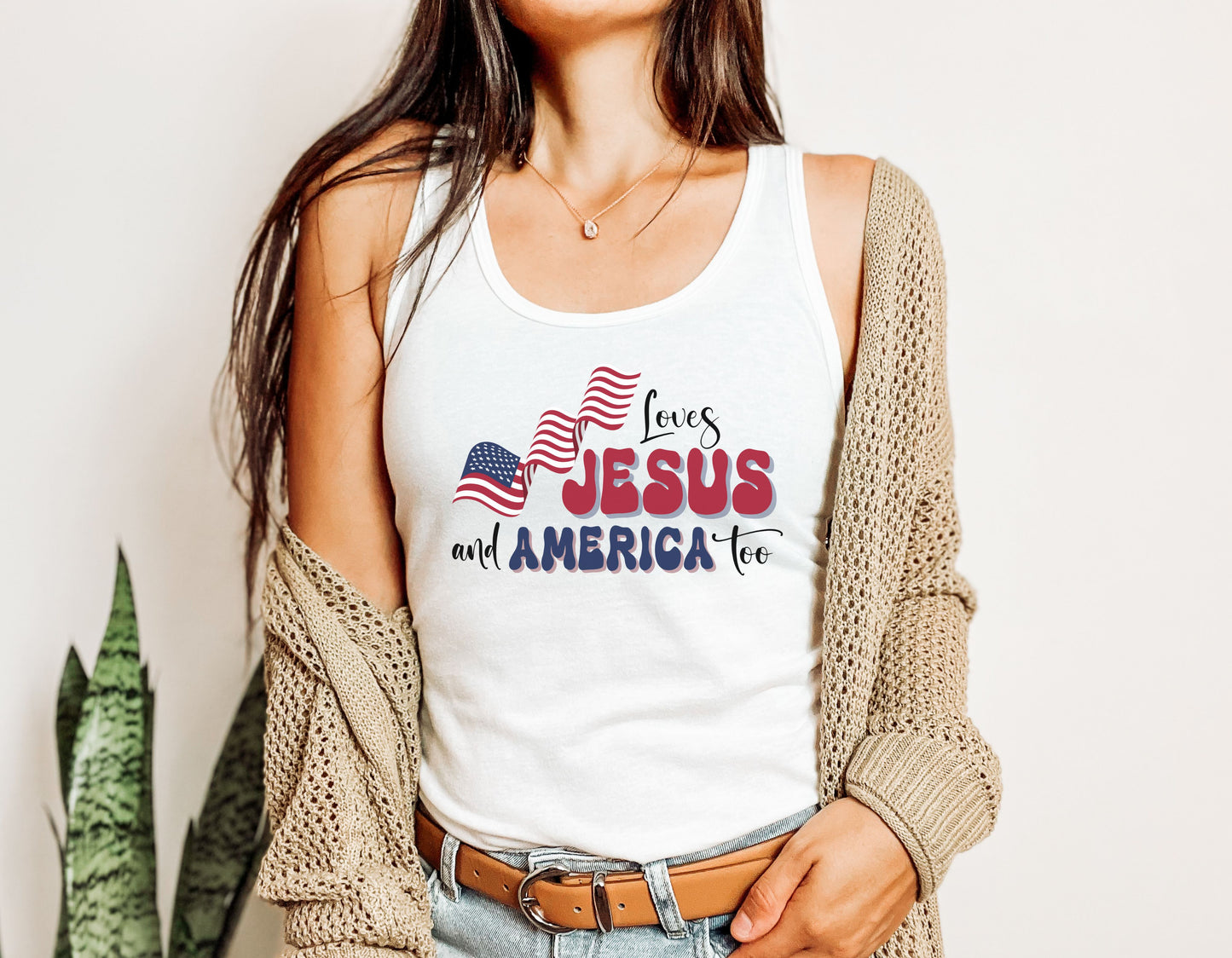 Loves Jesus & America Women's Racerback Tank